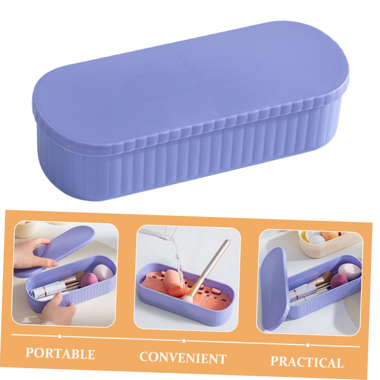 Box Makeup Organizer Makeup Brush Cleaning Mat Makeup Brush Cup Purple Cosmetic Brush Cleaner Pp